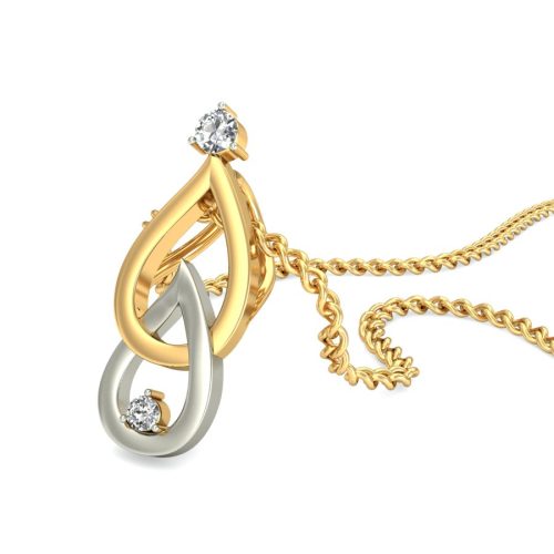 18k Gold Dual Tone trickle Diamond Pendant