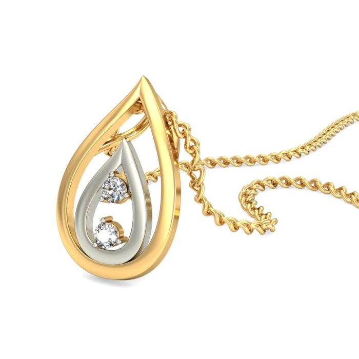 18k Gold Dual Tone Glisten Diamond Pendant