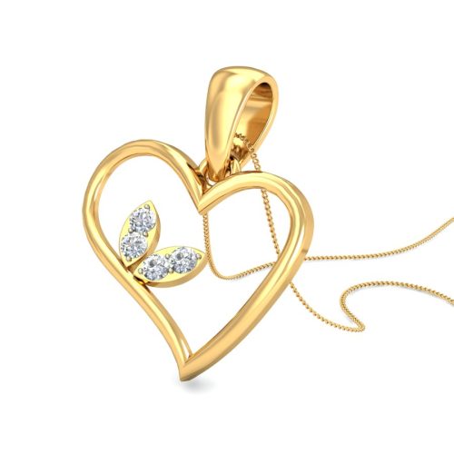 18k Gold Spangle Diamond Heart Pendant