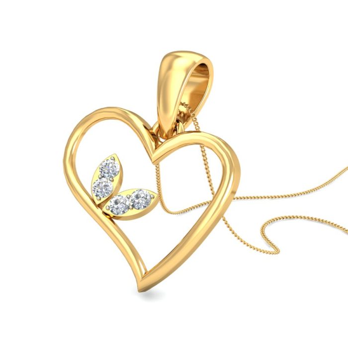 18k Gold Spangle Diamond Heart Pendant