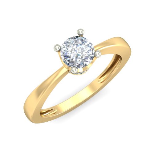 18k Gold Crown Solitaire Ring with Lab Grown Diamonds