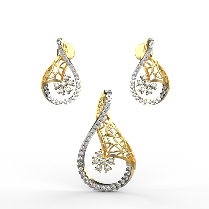 Gold Diamond Pendant Set