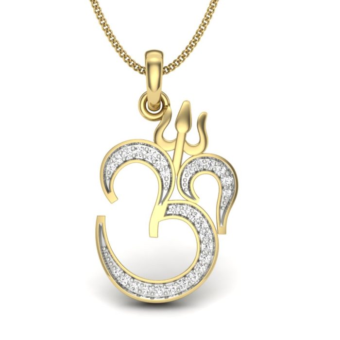 18k Gold Diamond Om Pendant