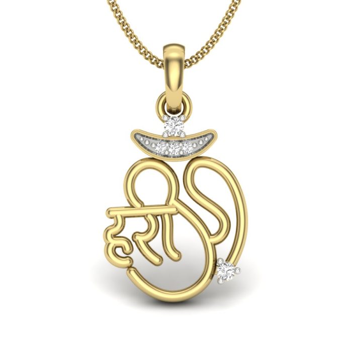 18k Gold Diamond Om Pendant