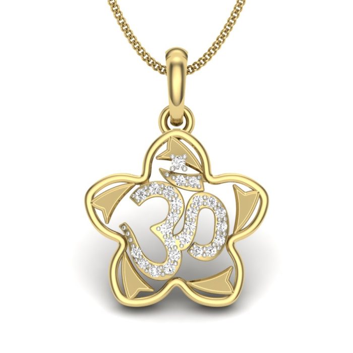 18k Gold Diamond Om Pendant