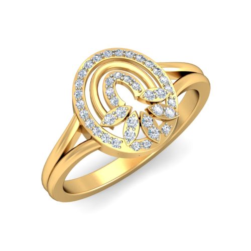 18k Gold Crescent Diamond Ring