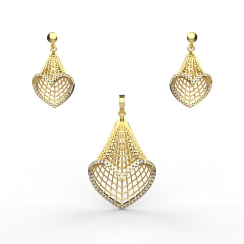 Gold Diamond Pendant Set