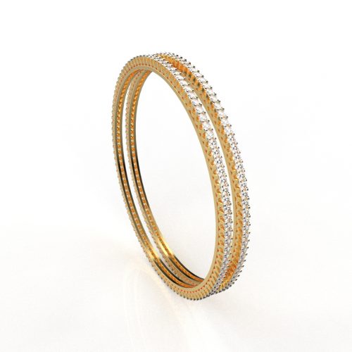 18k Gold 6 Carat Lab Grown Diamond Bangle Pair