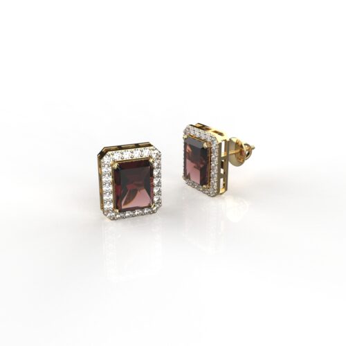 Gold Ruby Stud Earrings