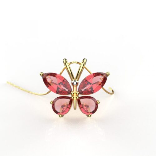 Gold Ruby Butterfly Pendant