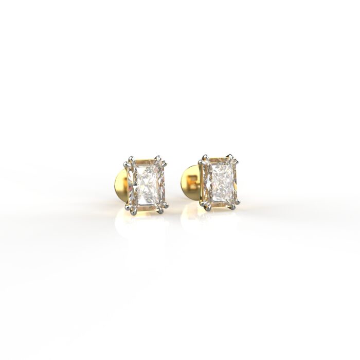 Emerald Cut Solitaire Stud Earrings IGI Certified Lab Grown